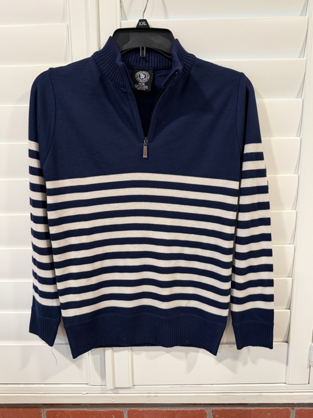 Boys' Navy & White Half-Zip Striped Sweater 14/16